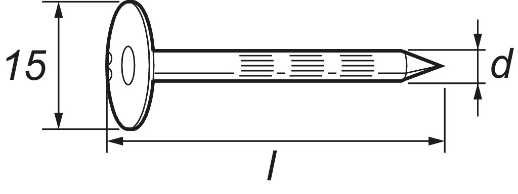 Stahlnägel m. Scheibenkopf 3,5 x 35 mit Längsriffelung         verzinkt Stahlnägel m. Scheibenkopf 3,5 x 35 mit Längsriffelung         verzinkt