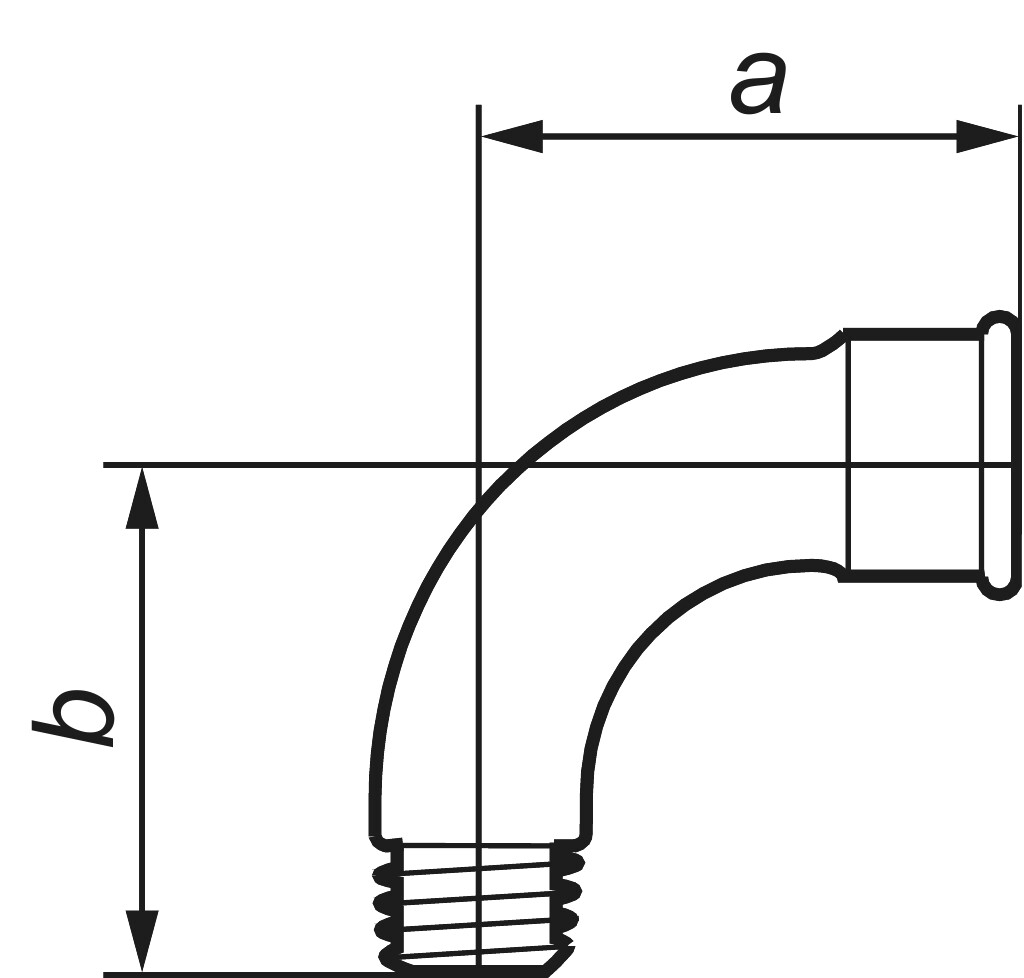Produktbild von Georg Fischer Temperguss Fitting Nr. 90, 1 Zoll, Winkel 90° I/I – Schwarz, EU-Fertigung