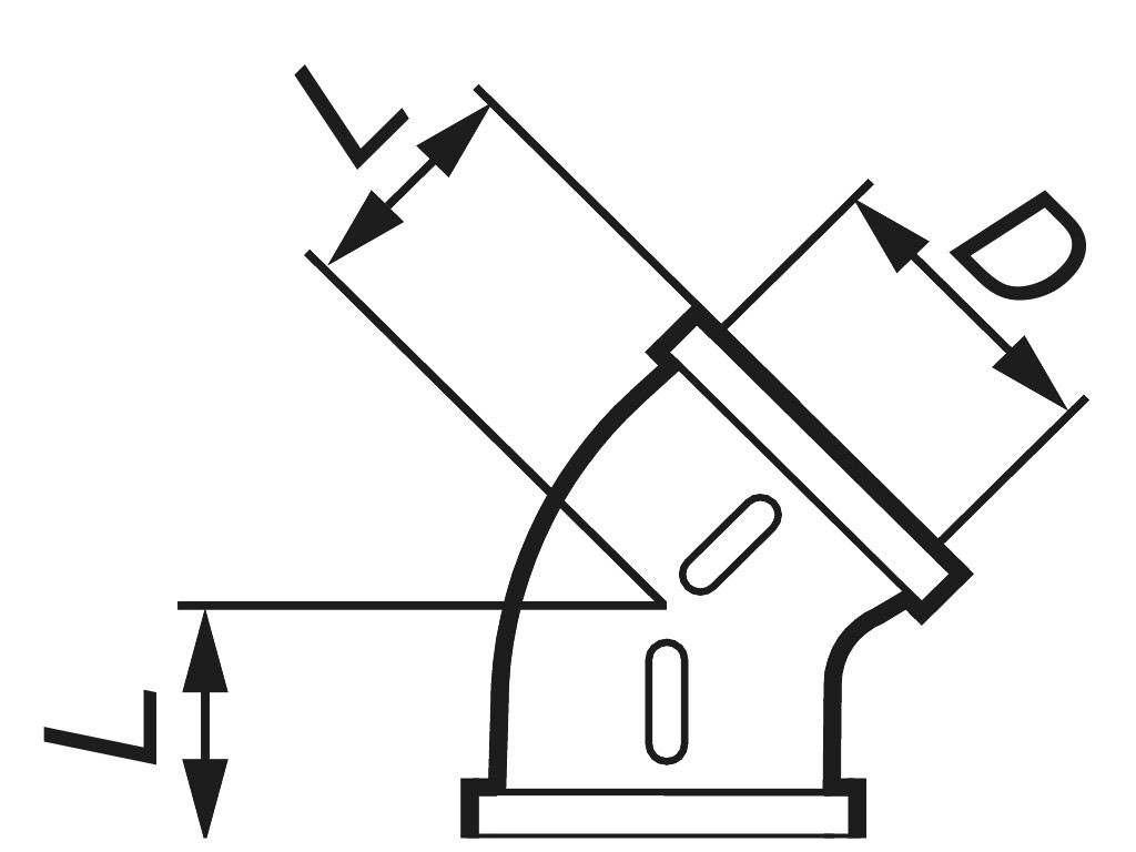 Winkel  45 Grad    1/2" Edelstahl  A4 , i/i-Gewinde