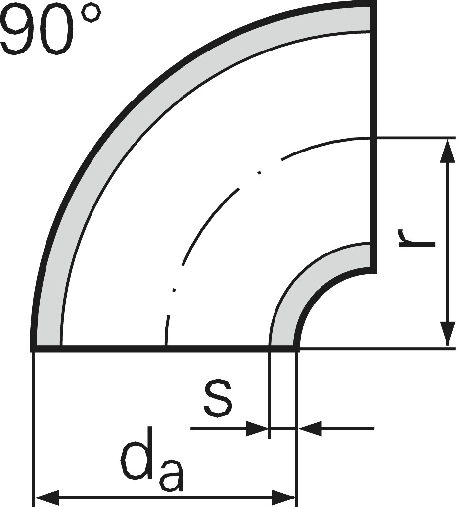 Nahtl.Bogen EN 10253-1   3D  90° S235         26,9 x 2,3 mm