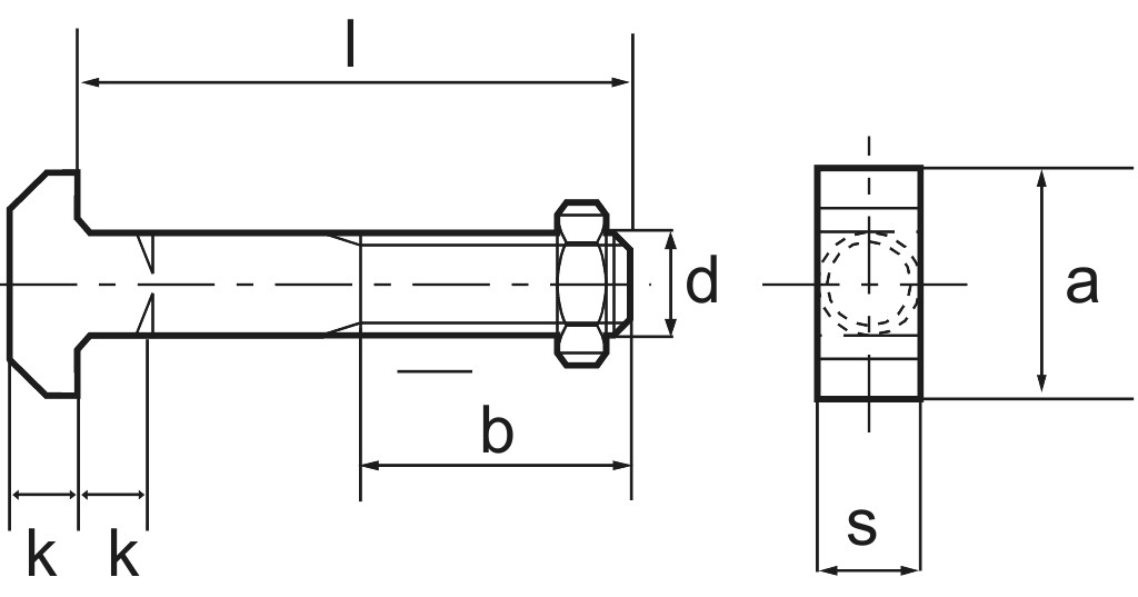 DIN 186  BM  16 x 90  with nut 4.6