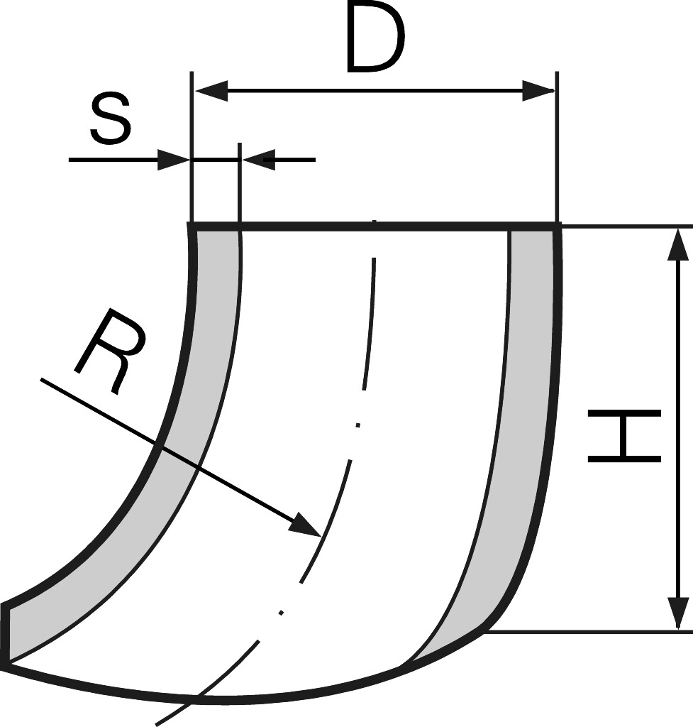 Einschweißbogen in Anlehng.DIN 2619  38,0 x  2,6 mm ,        P235GH TC1