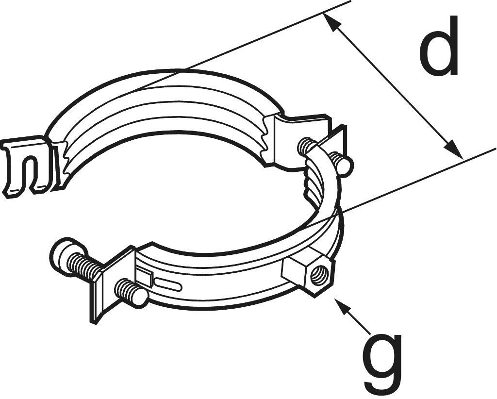 Bit pipe clip 159-168 zinc-plated  (6    ")