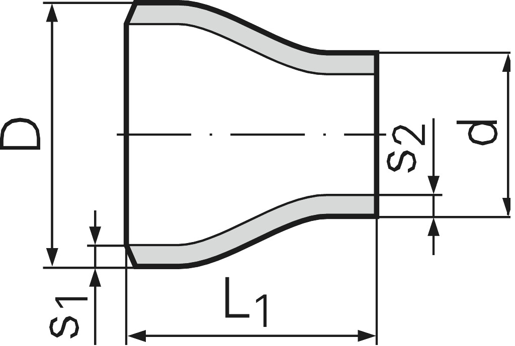 Reducer DIN 2616 conc., steel 35.8/I 139,7 x  4,0/101,6 x  3,6 mm