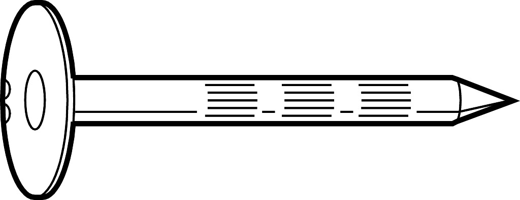 Stahlnägel m. Scheibenkopf 3,5 x 35 mit Längsriffelung         verzinkt Stahlnägel m. Scheibenkopf 3,5 x 35 mit Längsriffelung         verzinkt